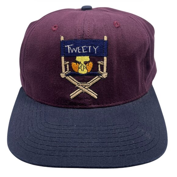 VTG 1991 Tweety Bird Director’s Chair Ball Cap Hat Warner Bros x Acme Large - Picture 1 of 8